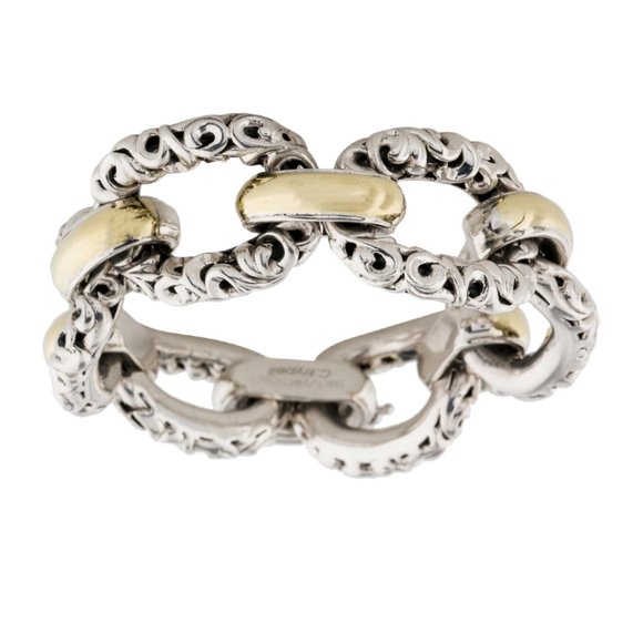 CHARLES KRYPELL 18K 14K & STERLING SILVER LARGE HEAVY IVY LINK AMAZING BRACELET - Picture 3 of 6